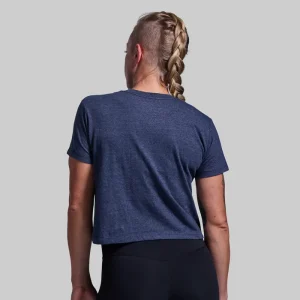 Alternative view of Home of the Brave Crop Tee (Heather Navy)