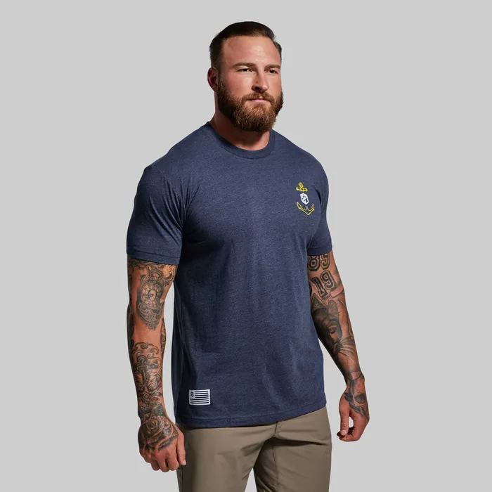 Don't Give Up The Ship Tee (Heather Navy) - Image 2