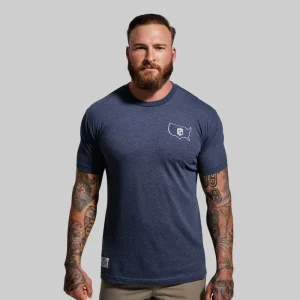 Alternative view of Home of the Brave Tee (Heather Navy)