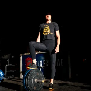Alternative view of Gadsden Flag Crop Tee (Black)