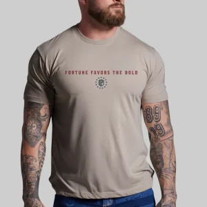 Alternative view of Fortune Favors the Bold Tee (Sandstone)